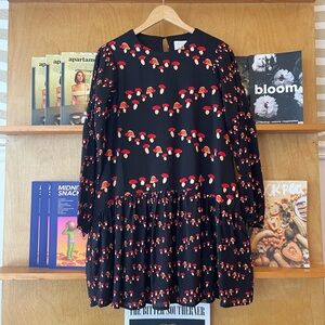 Black Mushroom Print Mini Dress - Apartment 8